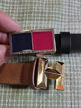 Tommy Hilfiger Belt Set with Navy, Red & Black Straps and Gold Buckles Size M